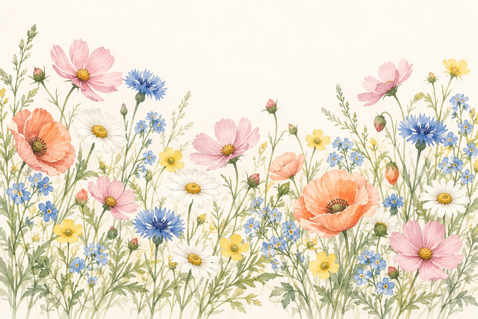 Watercolor flowers in our wedding colors